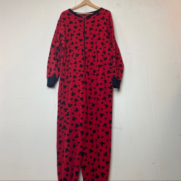 Disney Mickey Mouse Red & Black Mickey Footed PJ’s Women’s Size Large - Picture 7 of 10